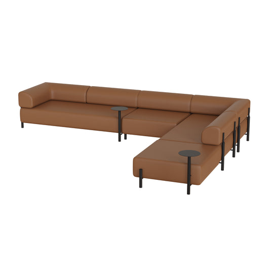 Palo 6 Seat Sofa with Side Tables Delius Solo Cognac (7551)