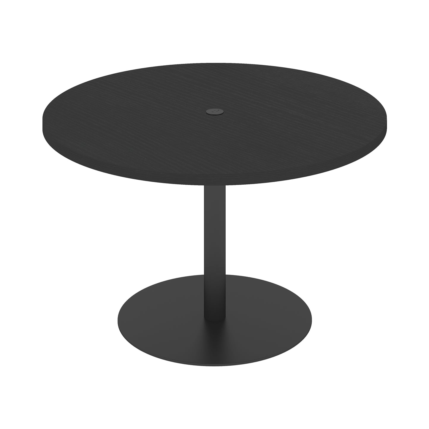  Midst Table Round 48" S-54 Black Oak, RAL9005 Base